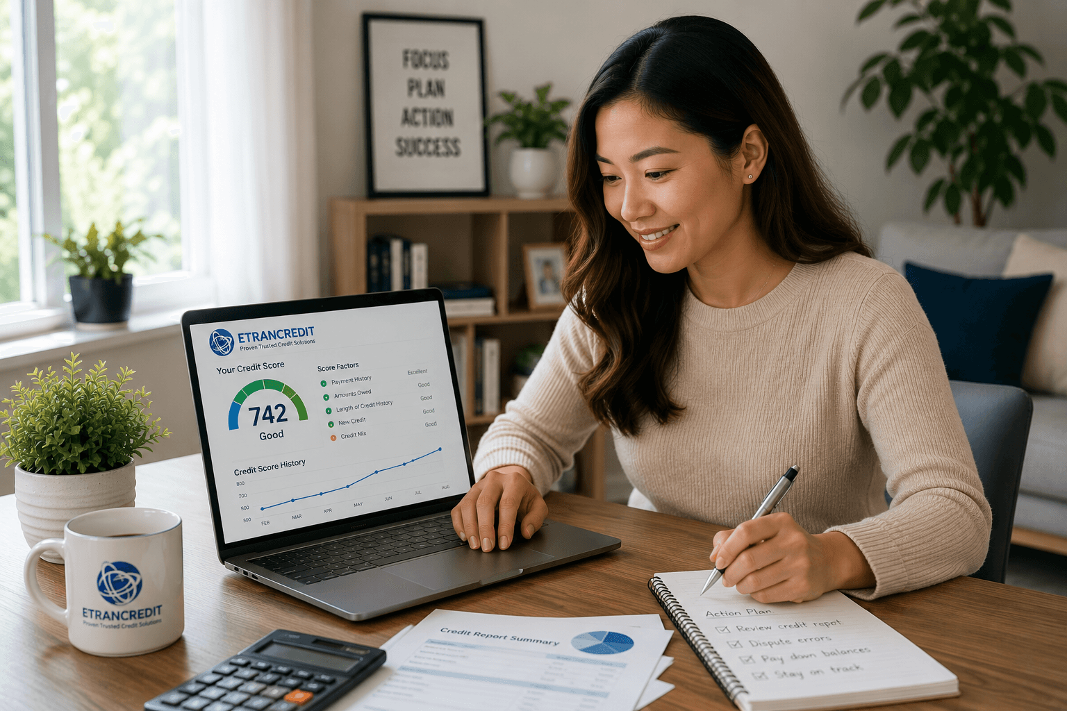 An Etrancredit advisor reviewing credit guidance with a client