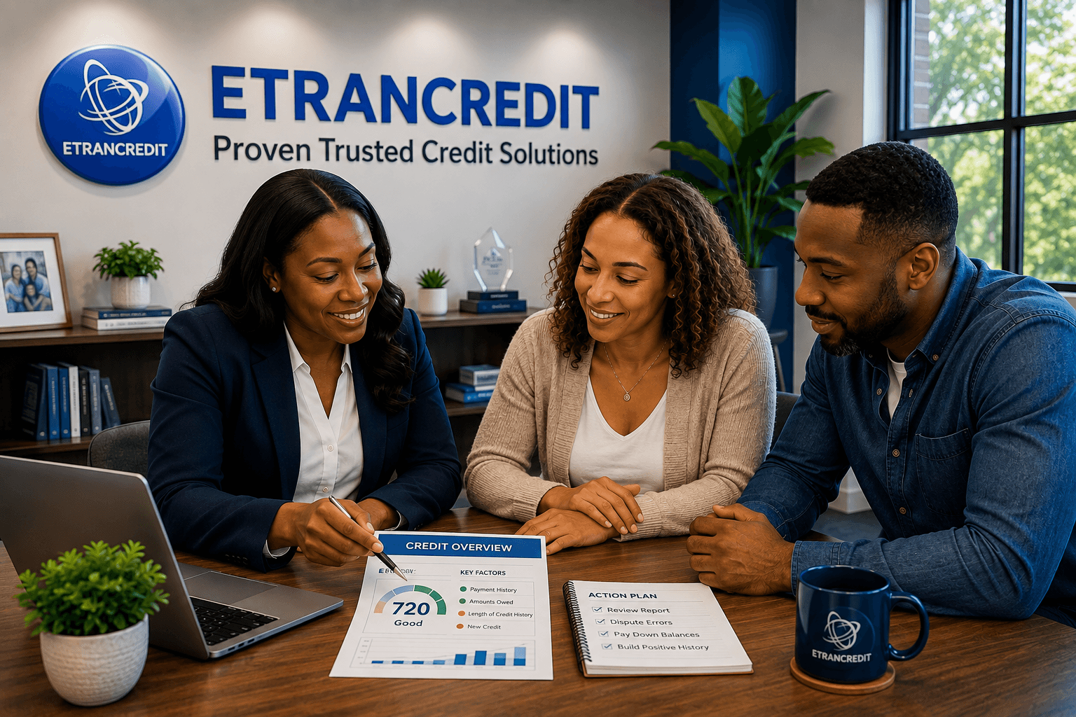 An Etrancredit advisor guiding a client through a credit consultation